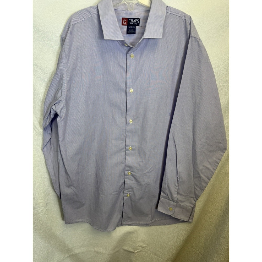 Chaps Boys Purple Striped Long Sleeve Button Up Shirt XL 18-20 C871279